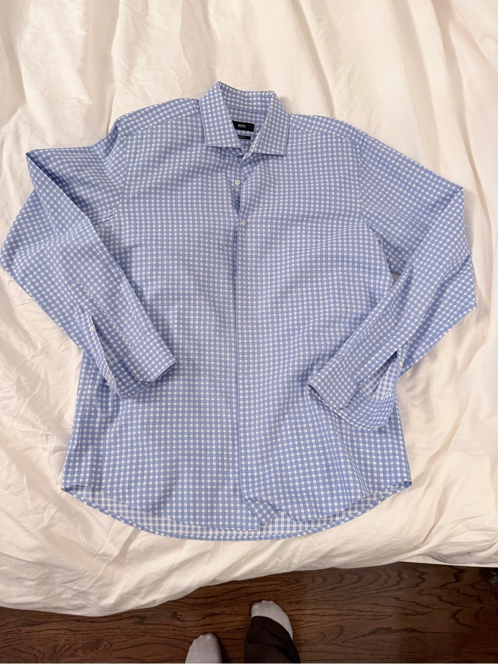 Hugo Boss Light Blue Gingham Dress Shirt